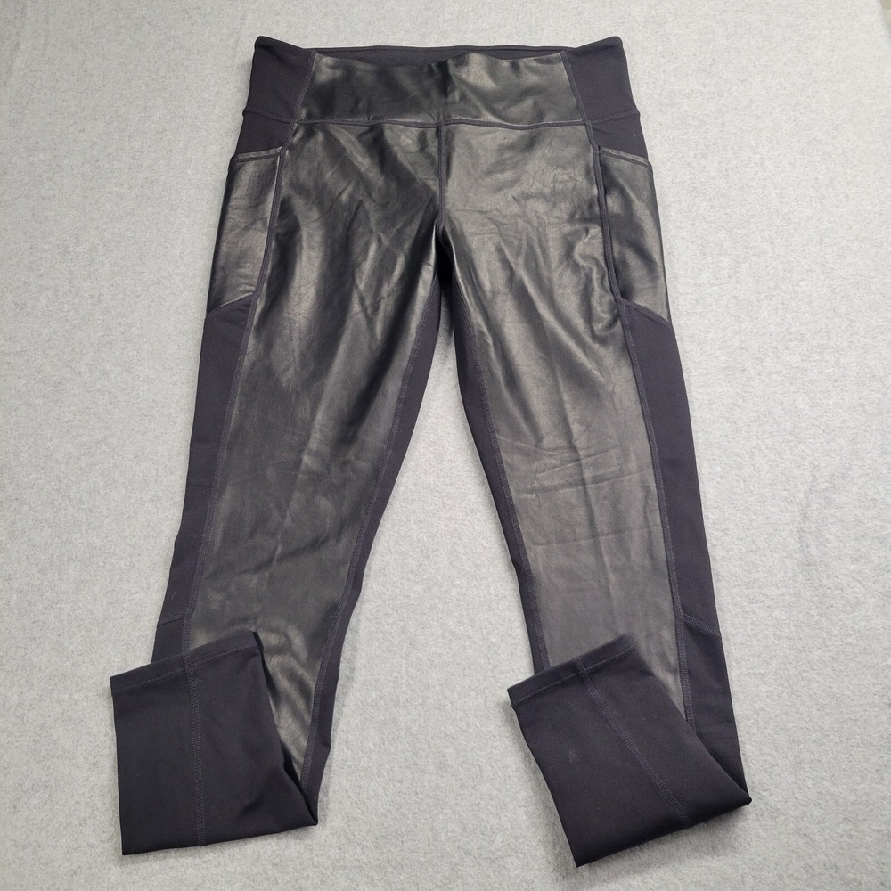 Athleta Gleam Chaturanga Leggings Tight Pants Black Womens Large Workout Gym